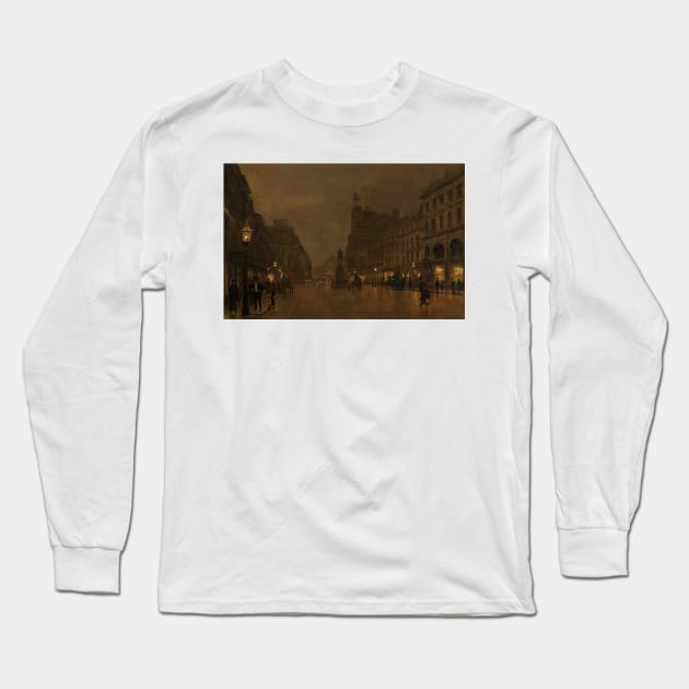 St Anne's Square And Exchange, Manchester by John Atkinson Grimshaw Long Sleeve T-Shirt by Classic Art Stall